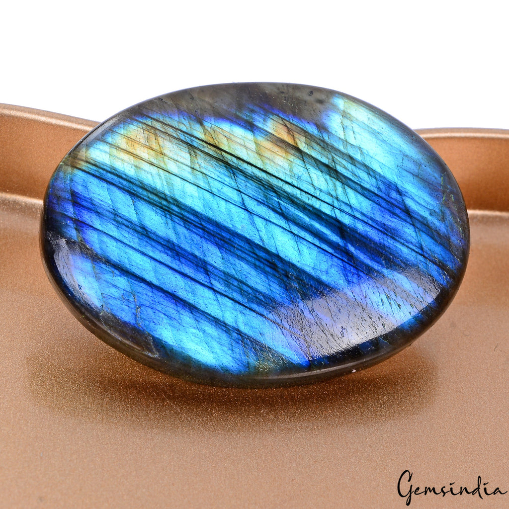 65.90 Cts Bright Stone Blue Power Spectrolite Labradorite Cabochon Certified Gem
