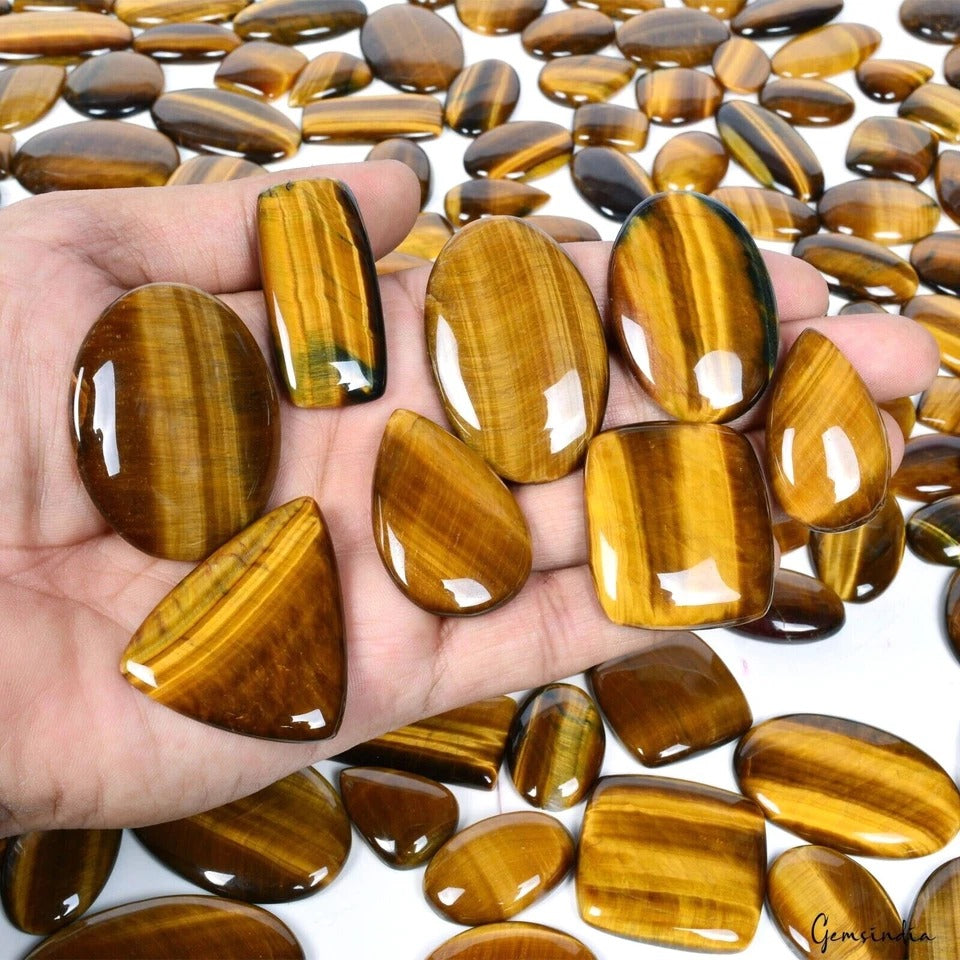 Tiger Eye Lot, Cabochon — 190 Pieces, 21mm to 51mm, 10000 Ct (2 Kg)