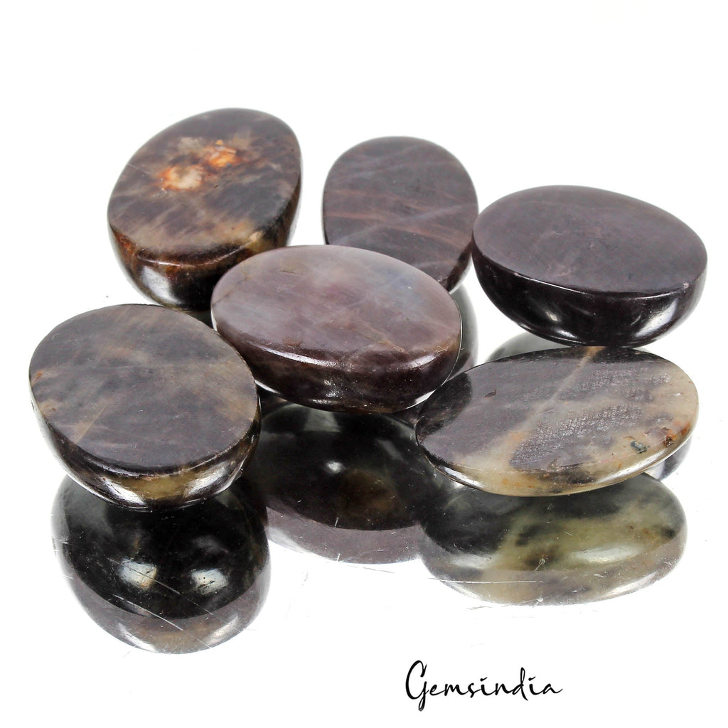 400 Cts/6 Pcs Natural Untreated Black Sapphire Oval Cab Loose Gems Wholesale Lo