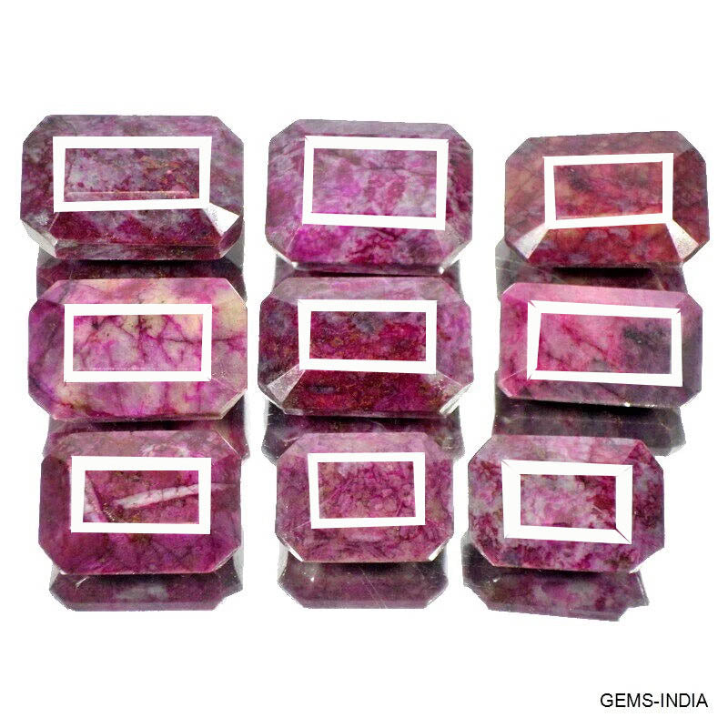 2600 Ct/9 Natural African Pink Red Ruby Octagon Cut Loose Wholesale Gemstone Lot