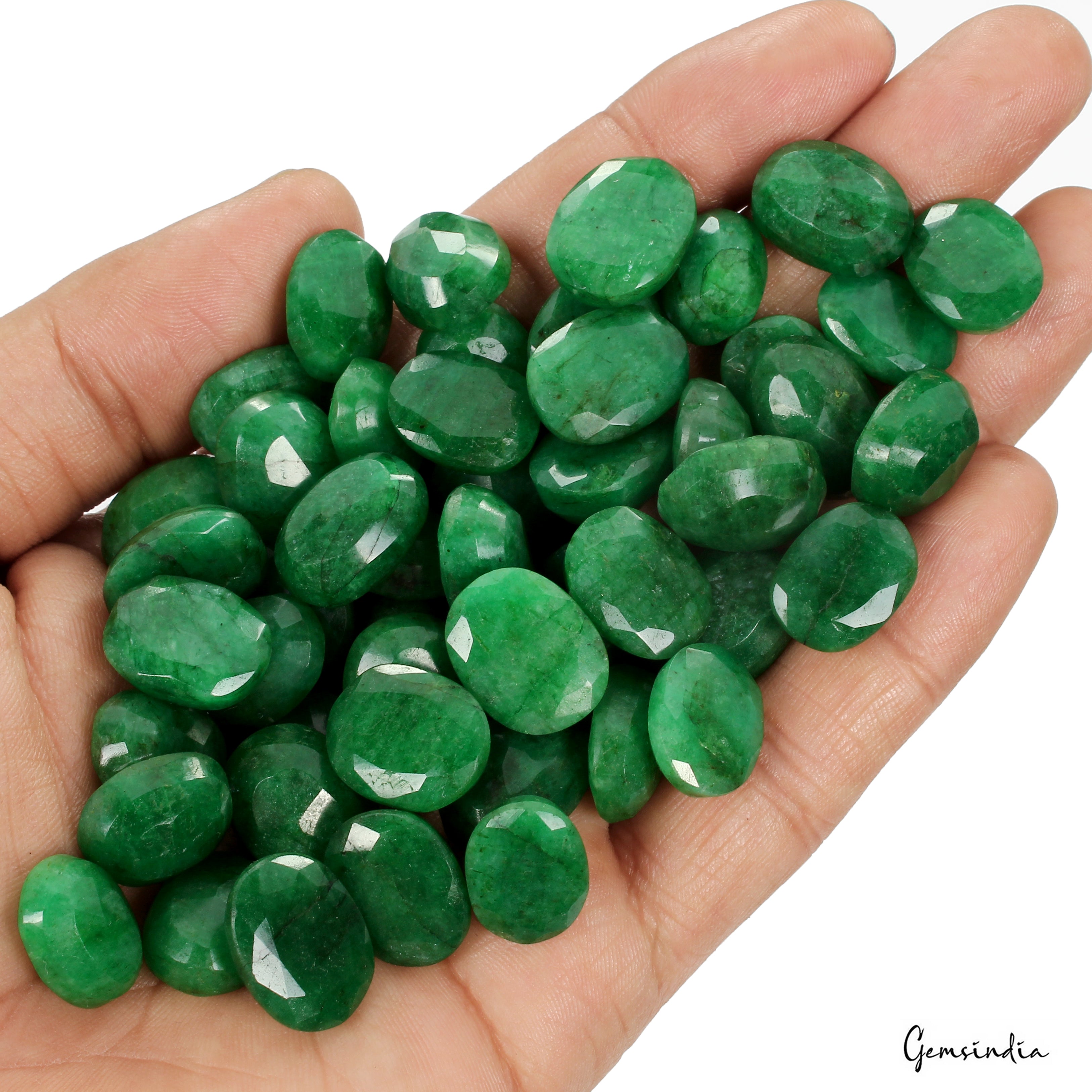 Certified Colombian Natural Green Emerald 570 Ct Oval Cut Loose Gemstones~50 Pcs