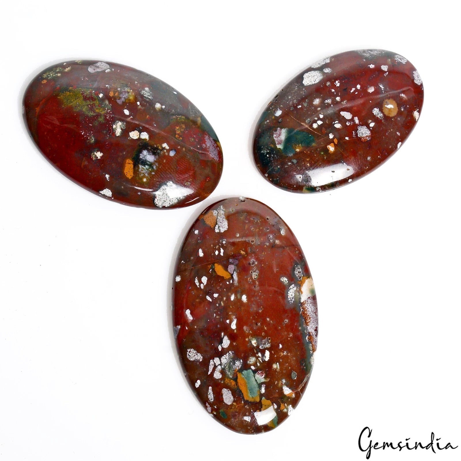 191.60 Ct/3 Pcs Natural Untreated Bloodstone Jasper Oval Cab Pendant Size Gems