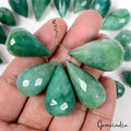 1000 Ct/26 Pcs Natural Brazilian Green Emerald Pear Checker Cut Drill Briolette