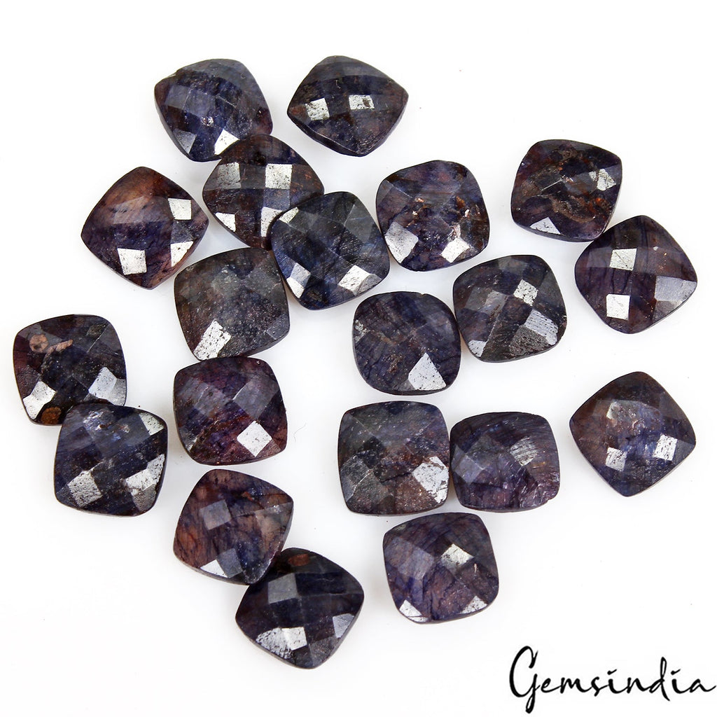10mm Each Natural Blue Sapphire Cushion Checker Cut Certified Gemstones~85.40 Ct