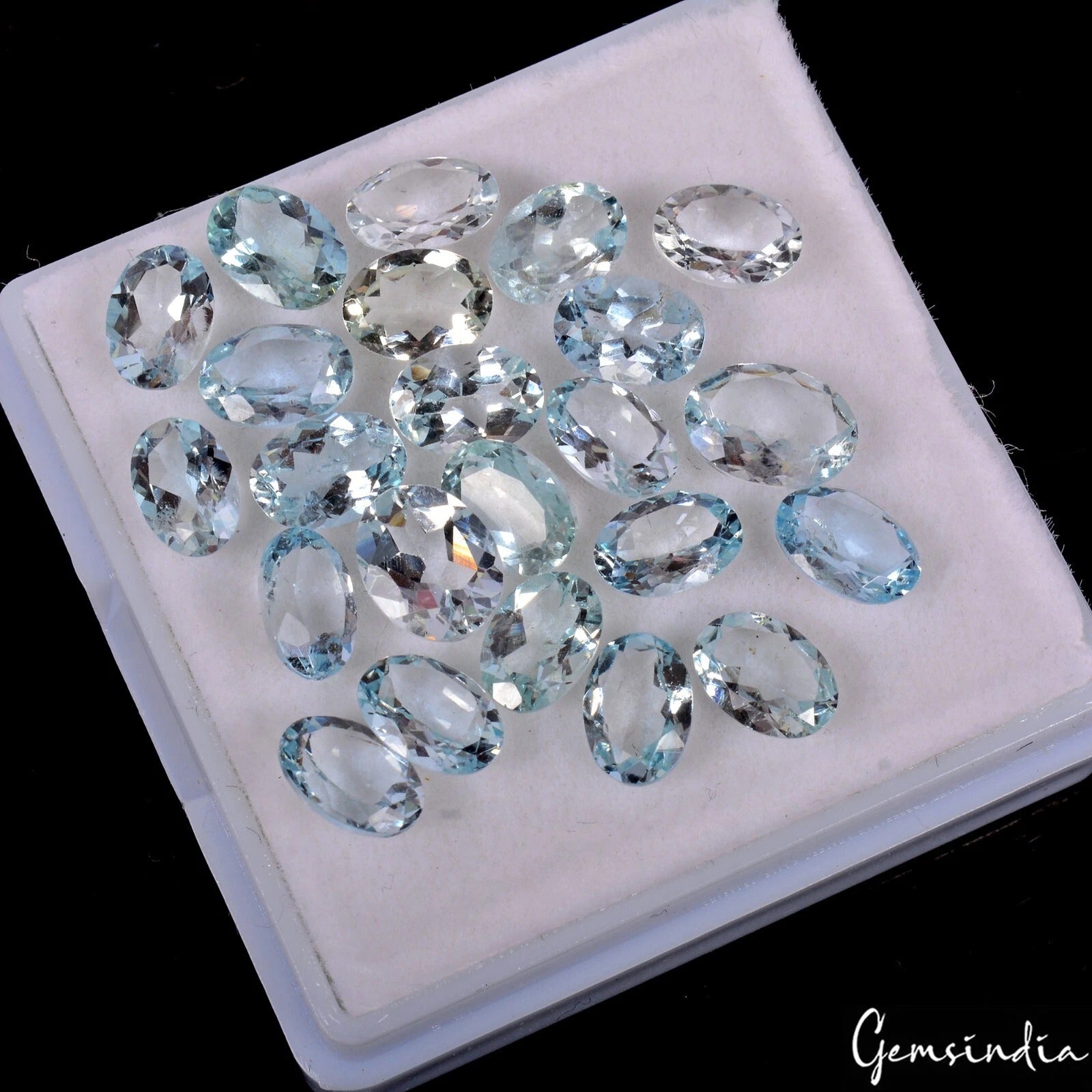 Certified 15.90 Ct/23 Pcs Natural Blue Aquamarine Oval Cut Rare Gems For jewelry
