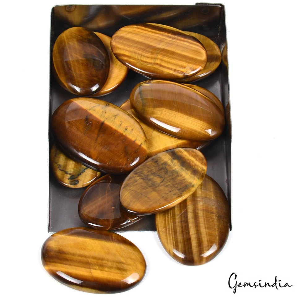 680 Ct Natural Banded Tiger Eye Oval Cabochon Loose Jewelry Gemstones Lot 12 Pcs