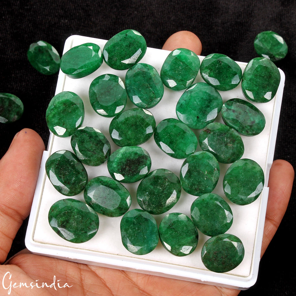 Certified Natural Green Emerald 520 Cts AAA+ Oval Cut Loose Gemstones lot~30 Pcs