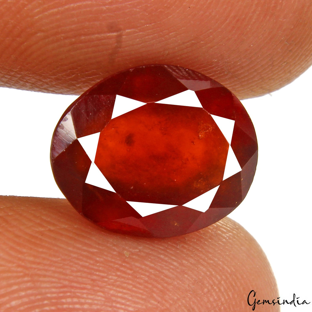 IGL&I Certified 7.35 Cts Natural Hessonite Garnet 12mmx10mm Oval Faceted Cut Gem