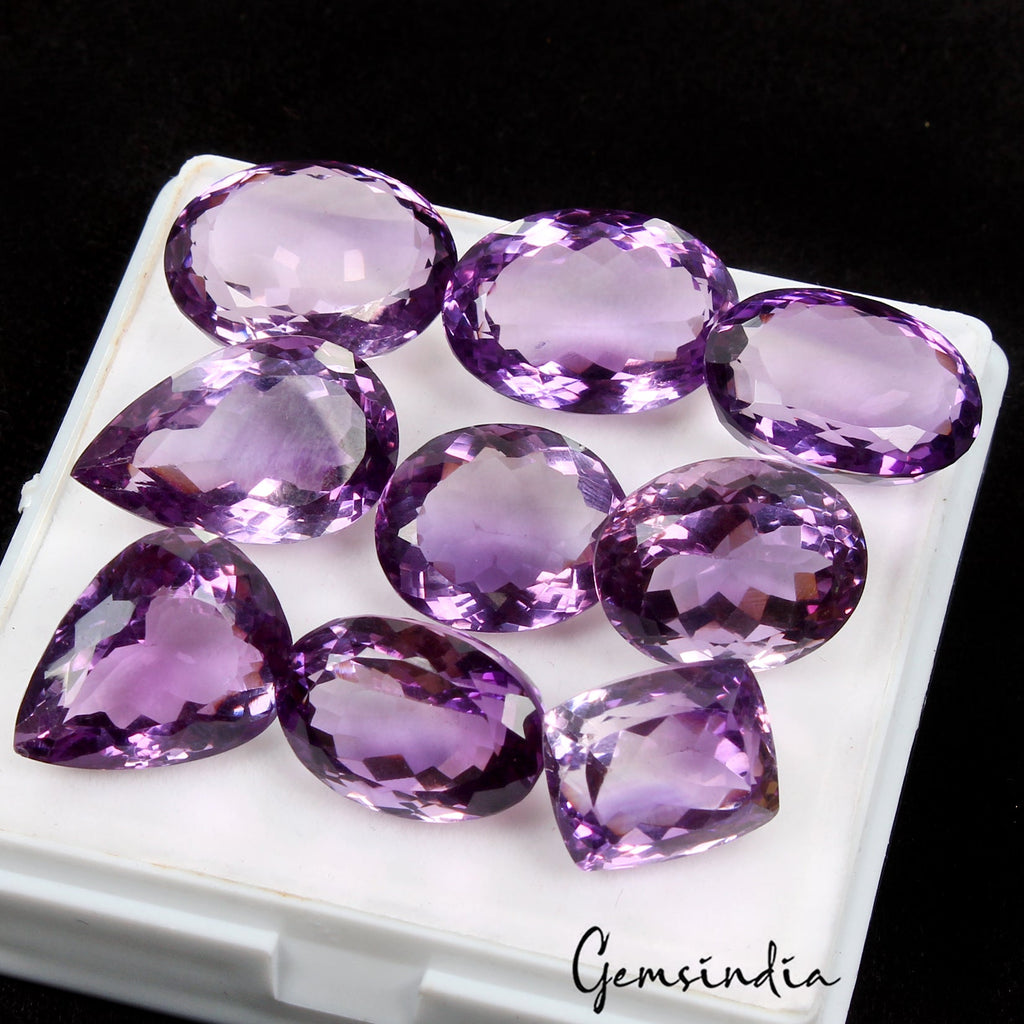 133.80 Ct Natural Purple Amethyst Mix Cut Unheated Brazil Gems Ravishing Color!