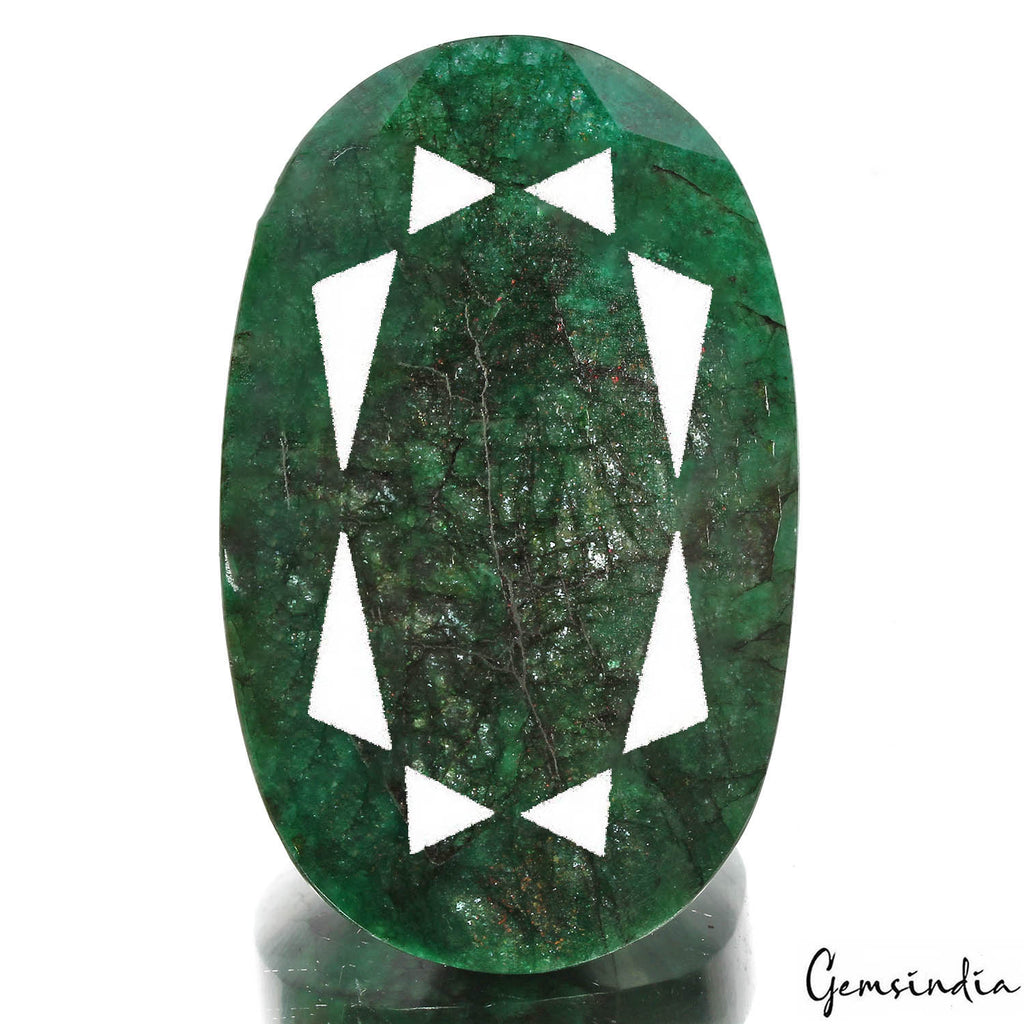 Emerald Loose Gemstone, Color Enhanced, Green — 78 x 48 x 20mm, 690 Ct, Brazil
