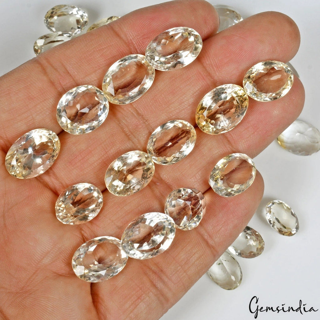 174.80 Cts/ 27 Pcs Natural Untreated Brazilian Yellow Citrine Oval Faceted Gems
