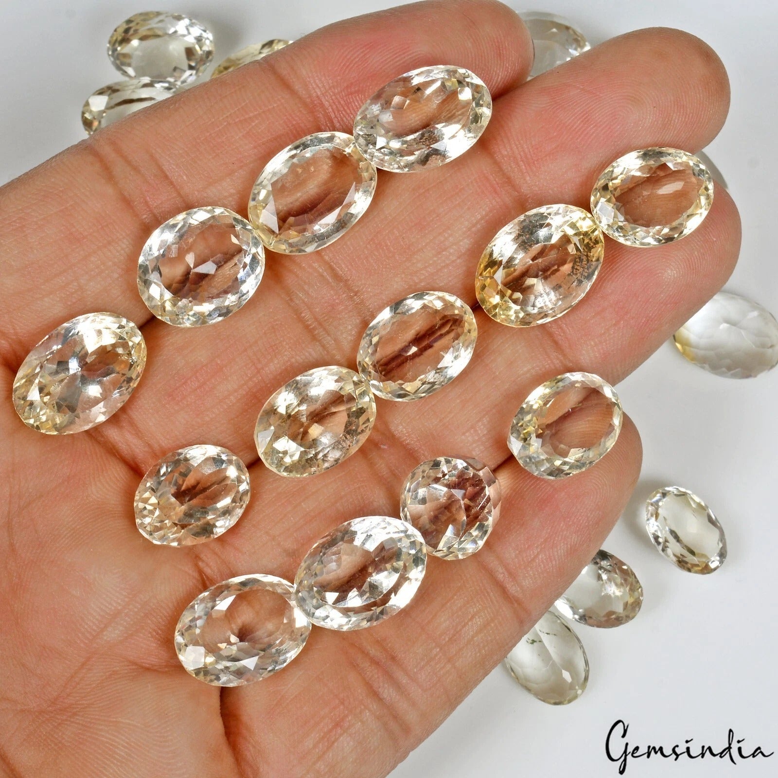 174.80 Cts/ 27 Pcs Natural Untreated Brazilian Yellow Citrine Oval Faceted Gems