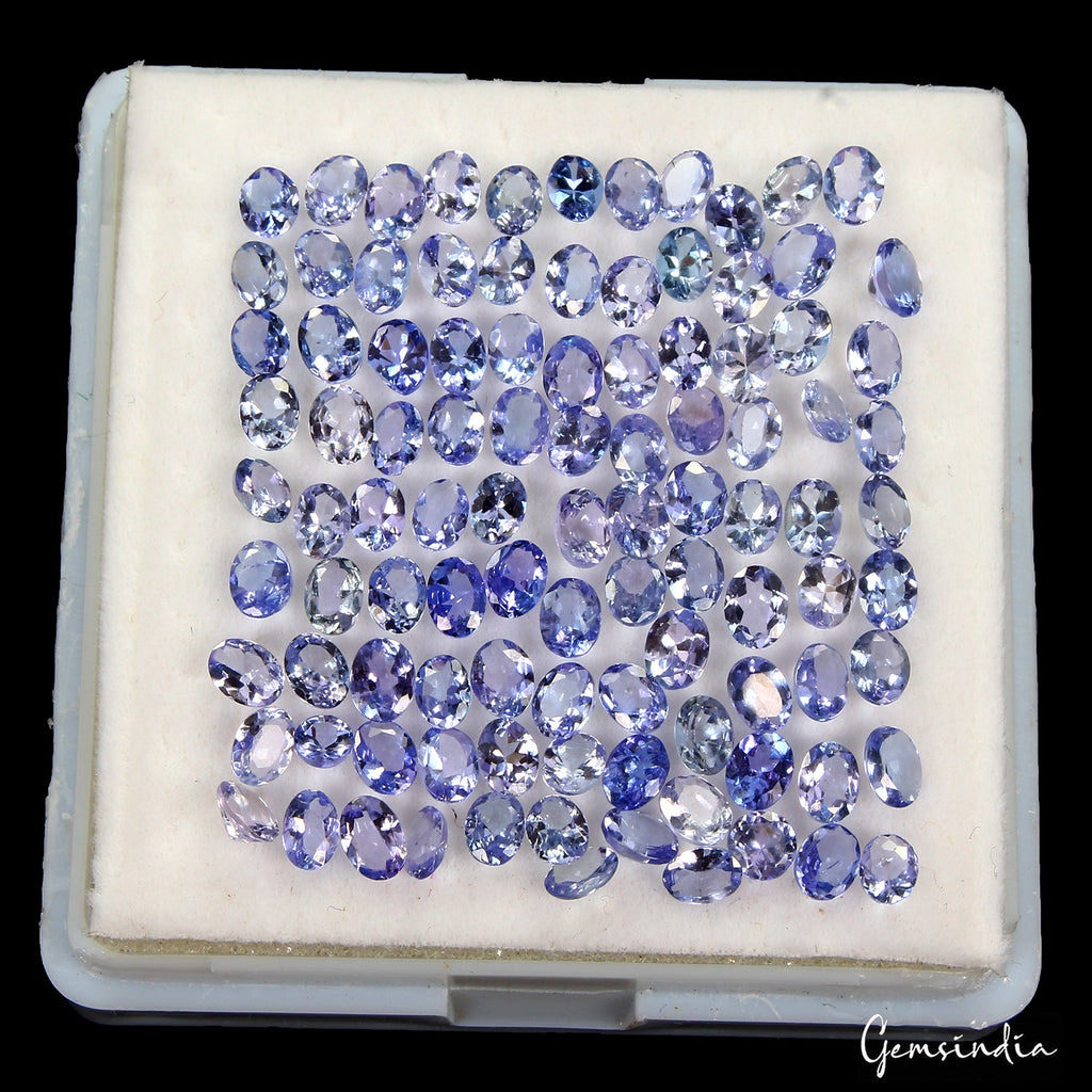 100 Pcs Natural Tanzanite 4x3mm Oval Cut Sparkling Violet Blue Loose Gemstones
