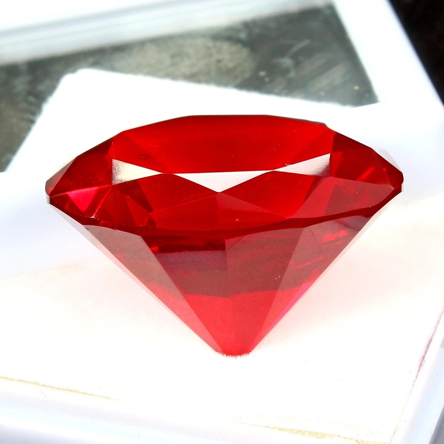 Lab Created 79 Cts Hydro Blood Red Tourmaline Round Diamond Faceted Cut Huge Gem