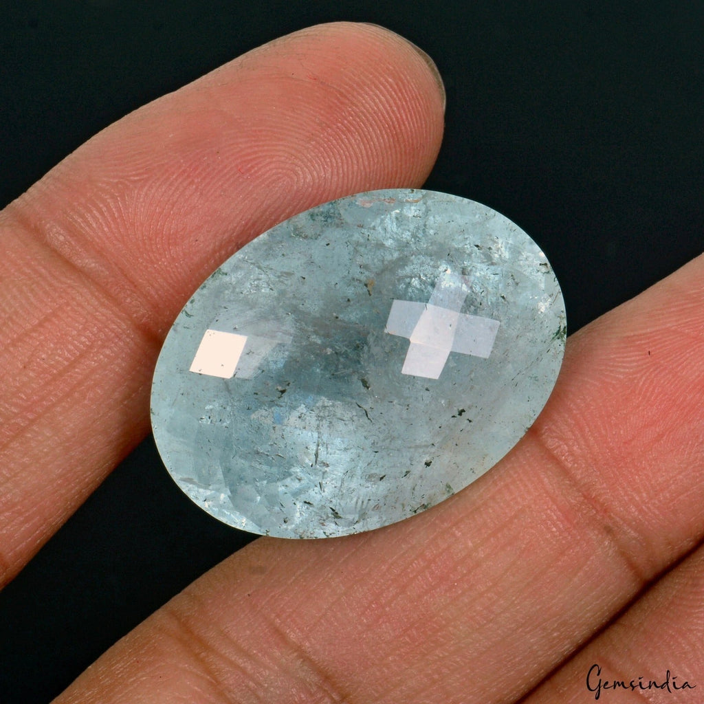 52.85 Ct Natural Aquamarine Huge Oval Checker Cut Loose Gems for Rings & Pendant