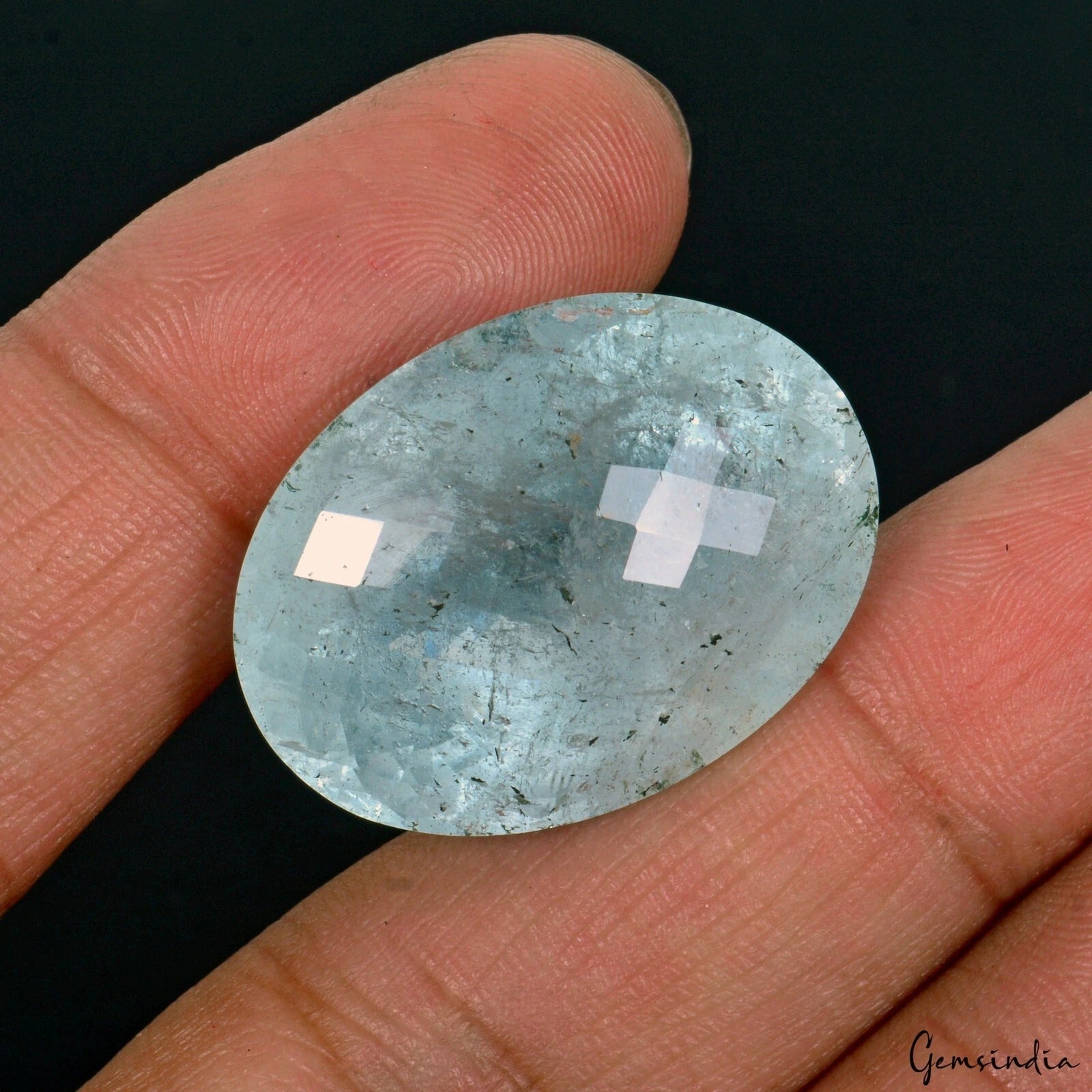 52.85 Ct Natural Aquamarine Huge Oval Checker Cut Loose Gems for Rings & Pendant
