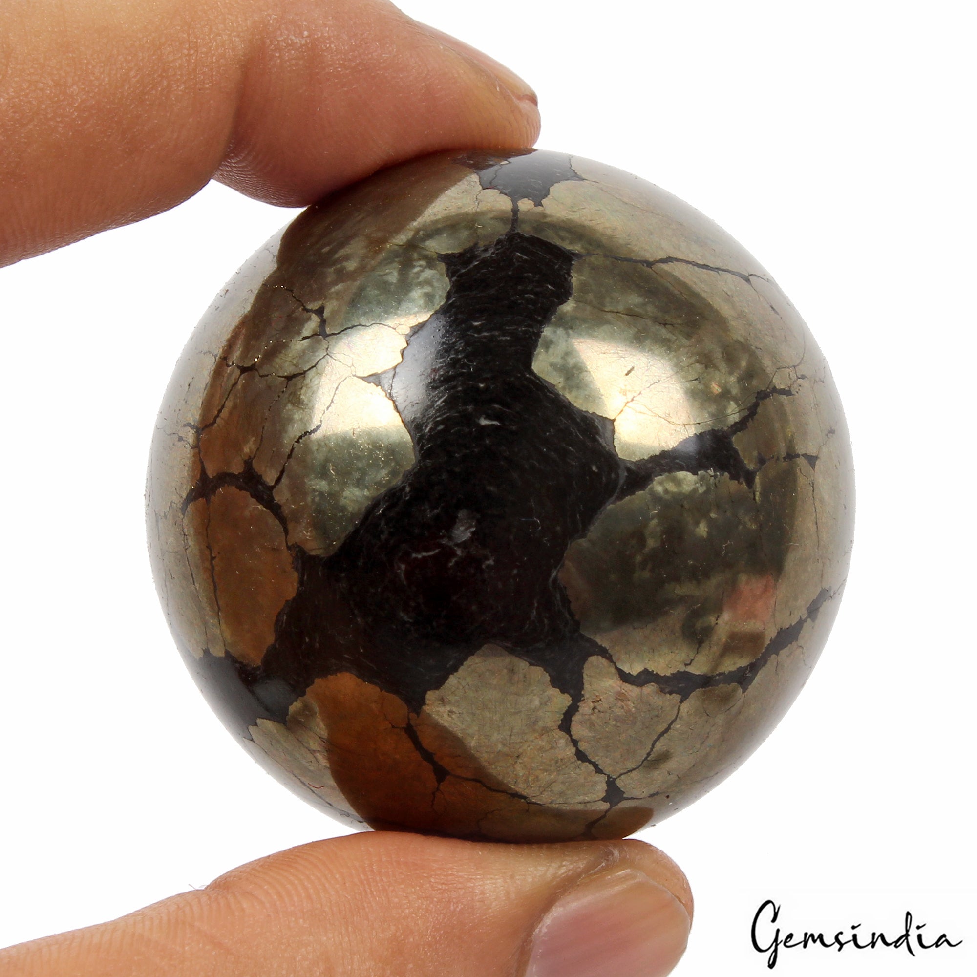 1.75 Inch Natural Gold Pyrite Crystal Reiki Healing Mineral Gemstone Sphere/Ball