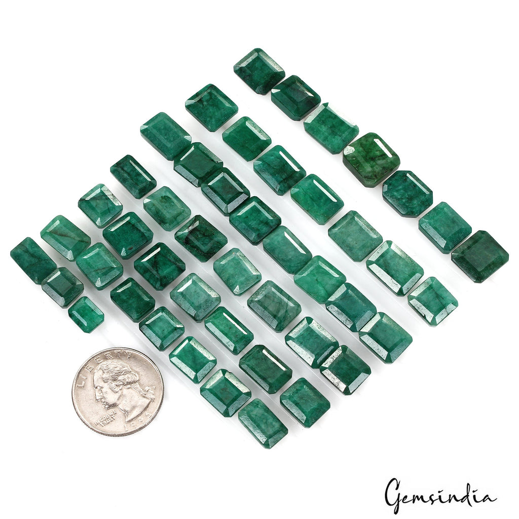 300 Cts Natural Dark Green Zambian Emerald Octagon Faceted Loose Gems Lot 46 Pcs