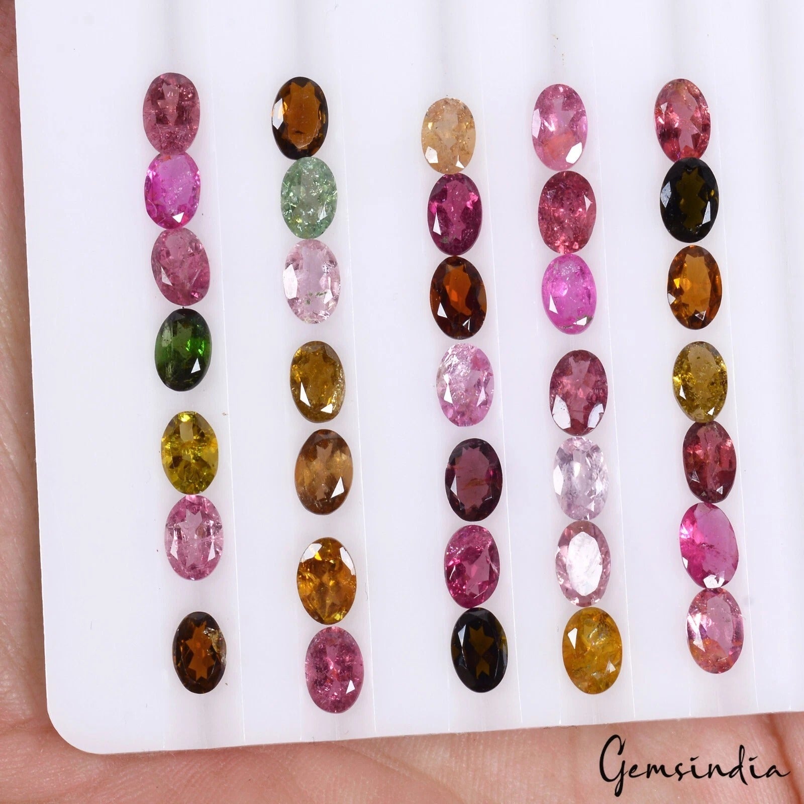 35 Pcs Natural Multi Tourmaline 6x3mm Oval Cut Loose Untreated Gemstones~16.50Ct
