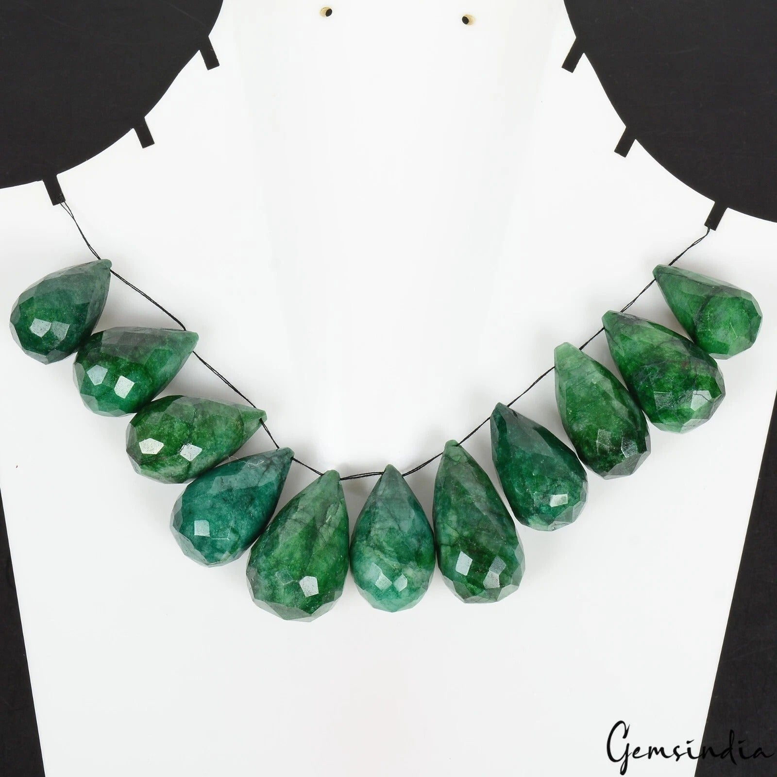 670 Ct Natural Green Emerald Pear Checker Cut Drilled Jewelry Bead/Briolette~11P