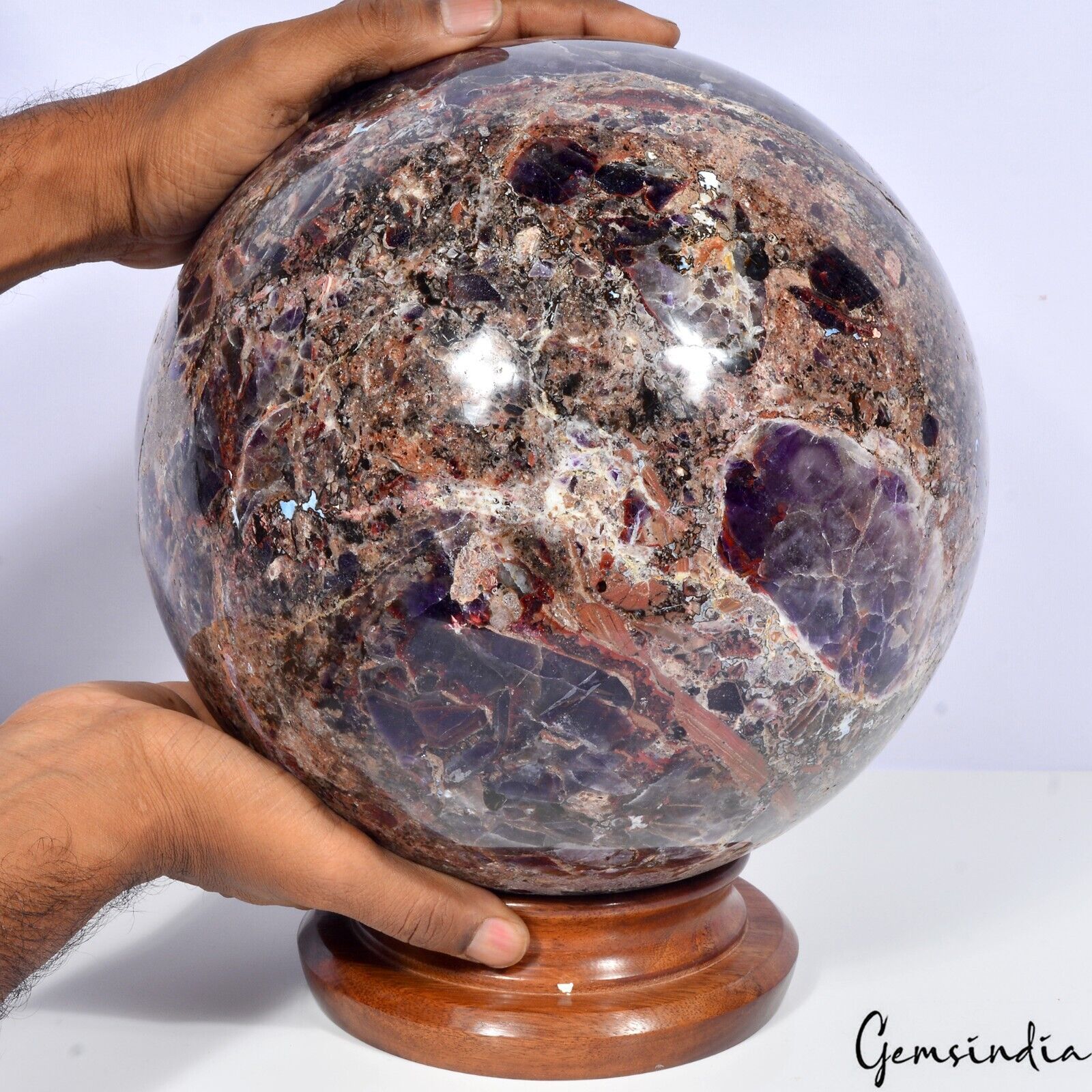 X Large 19.8 Kilo Natural Amethyst Crystal Mineral Sphere Gem /Home Decor~9.5"