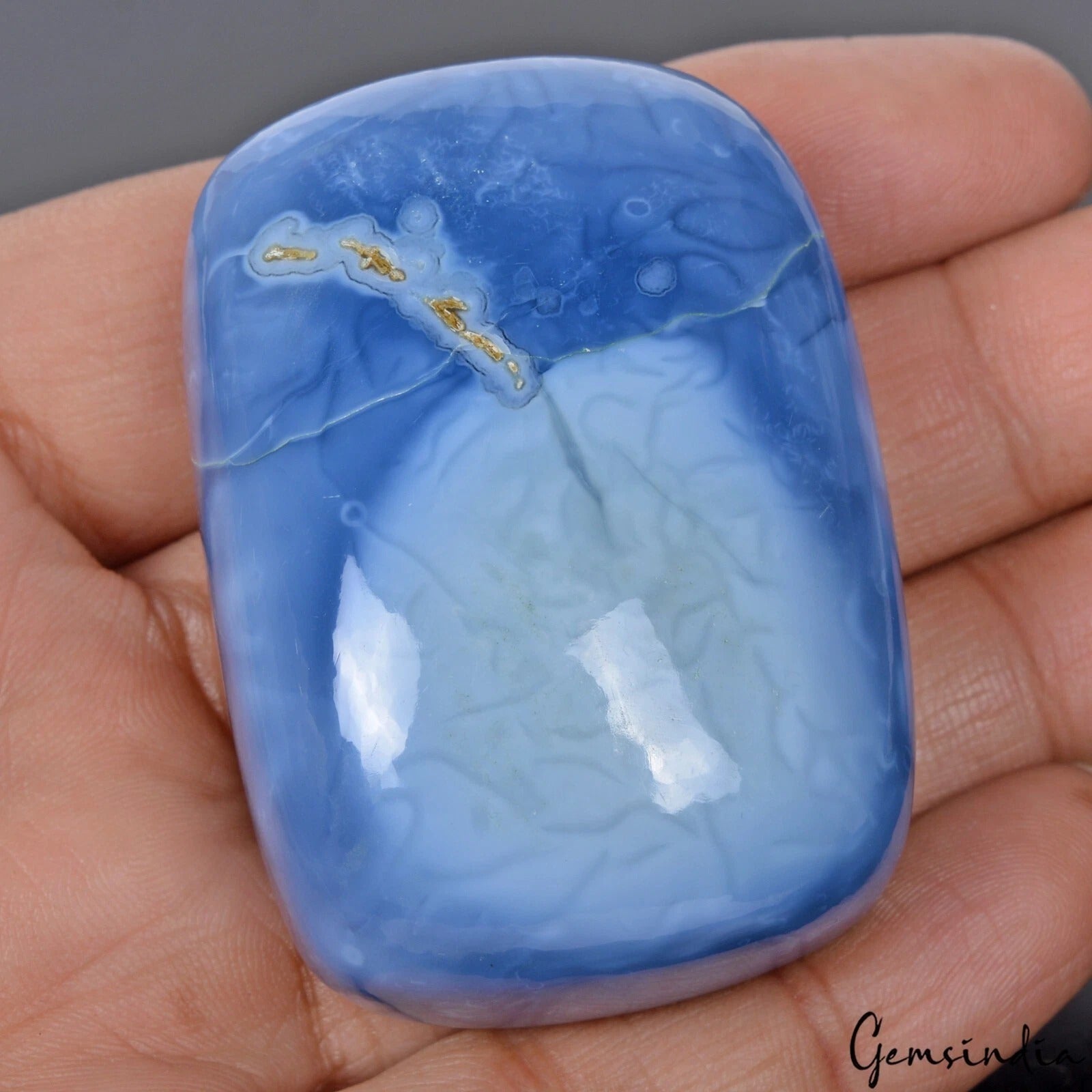400 Ct Natural Cushion Owyhee Blue Opal Cabochon Loose Rare Gemstone~54x38x23mm