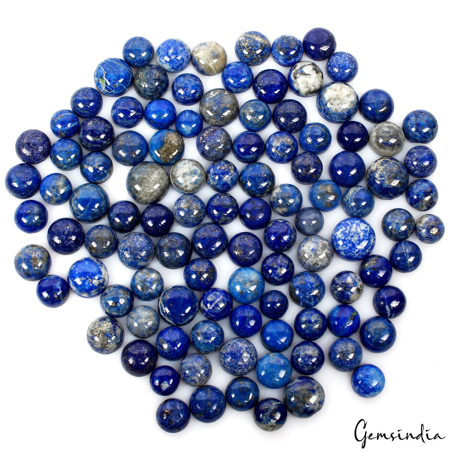 Lapis Lazuli AAA Quality 107 Pcs 8-11MM Round Cabochon Natural Gemstone 420 Cts