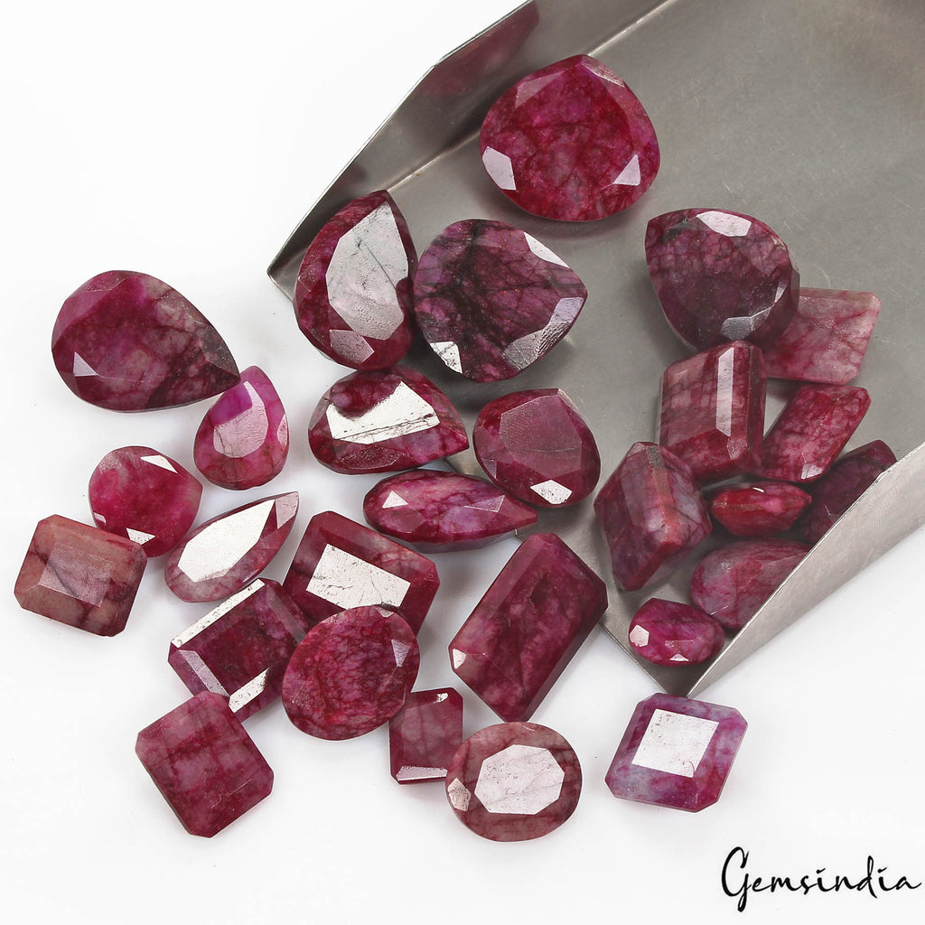 500 Ct/27 Pcs Natural USA Red Beryl Bixbite Mix Faceted Loose Gems Wholesale Lot