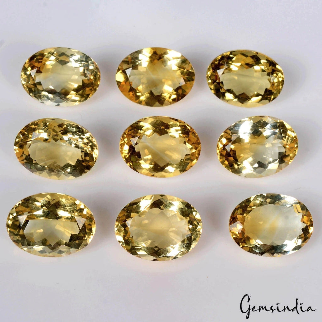 80.20 Ct Natural Yellow Citrine Oval Cut Loose Faceted 15x11mm Gemstones Lot 9Pc