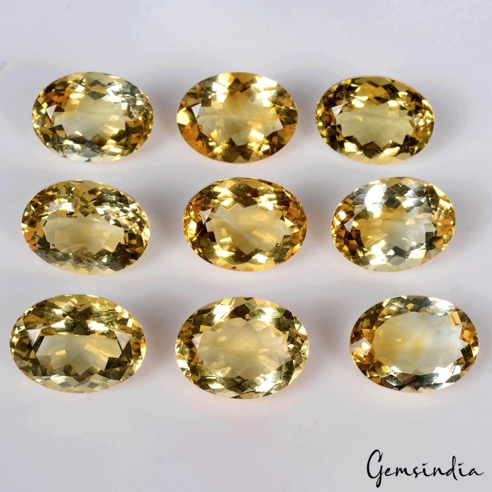 80.20 Ct Natural Yellow Citrine Oval Cut Loose Faceted 15x11mm Gemstones Lot 9Pc
