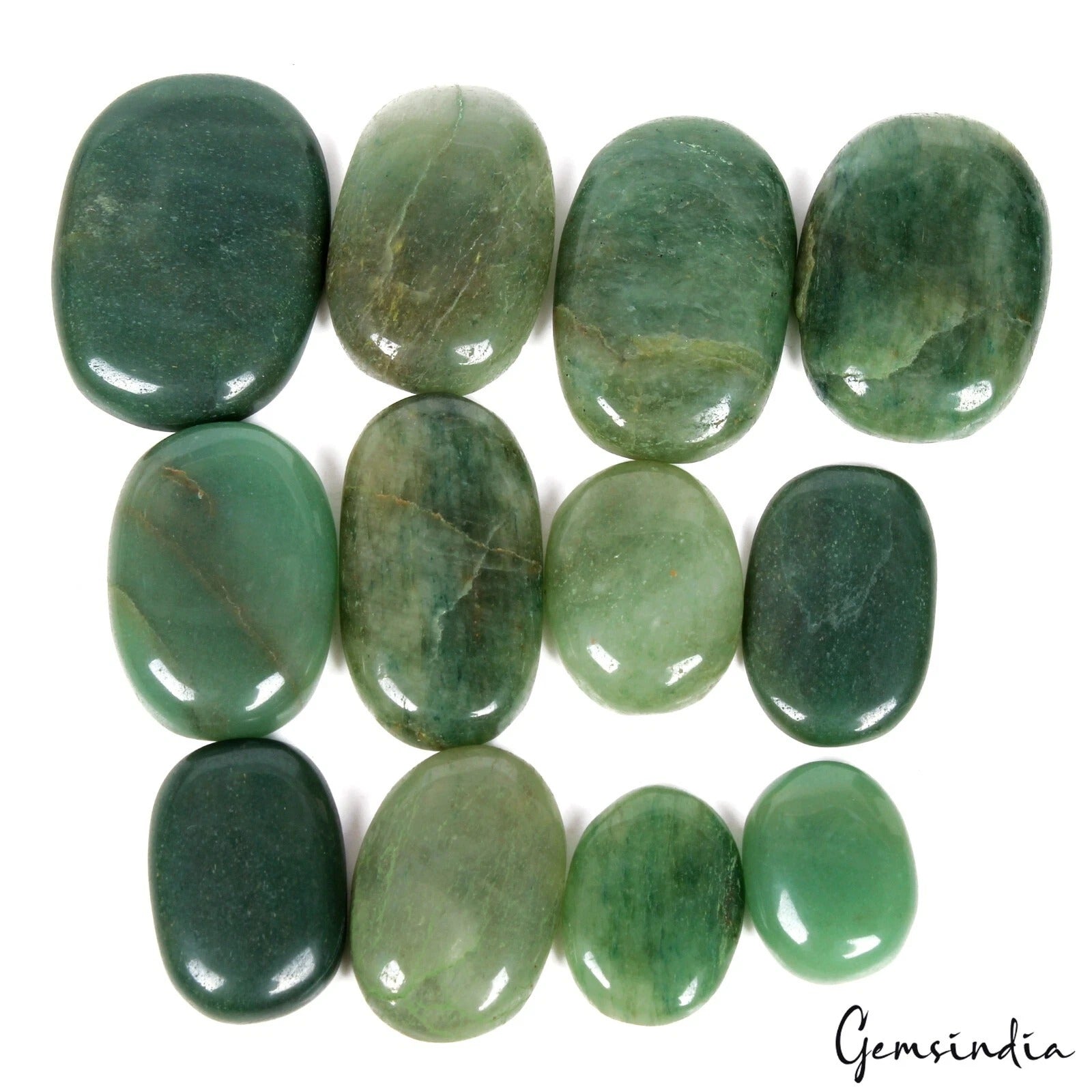 1000 Ct Natural Green Aventurine Oval Cabochon Untreated Loose Gemstones 12 Pcs