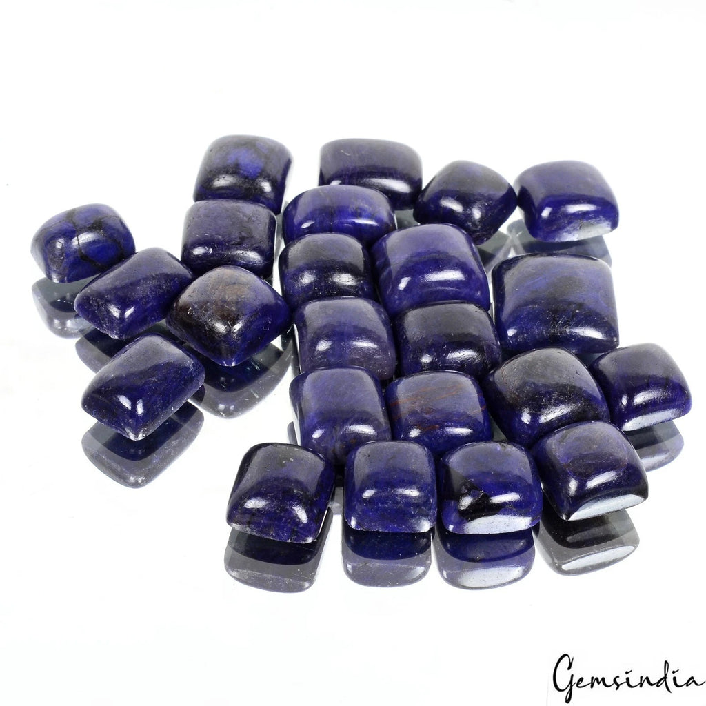 Blue Sapphire Lot, Cabochon, Color Enhanced, Royal Blue — 23 Pieces, 11mm To 16mm, 350 Ct, Madagascar