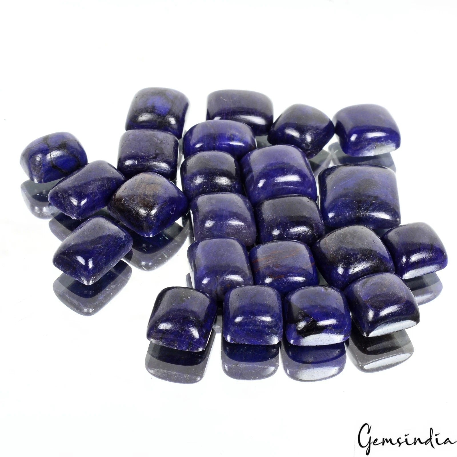 Blue Sapphire Lot, Cabochon, Color Enhanced, Royal Blue — 23 Pieces, 11mm To 16mm, 350 Ct, Madagascar