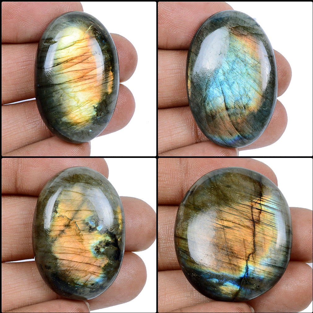 Labradorite Lot, Cabochon, Golden — 16 Pieces, 31mm to 48mm, 1420 Ct