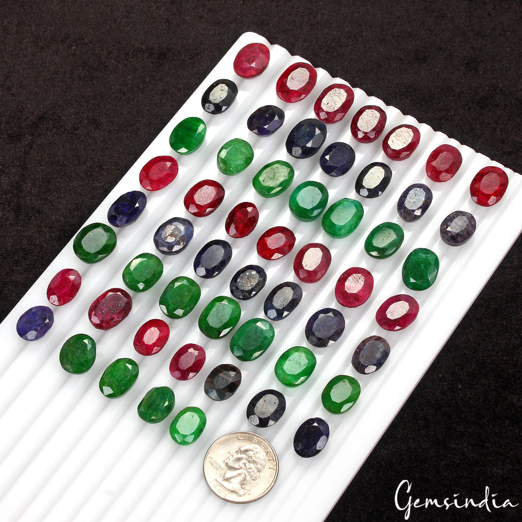 Ruby Lot, Loose Gemstone, Color Enhanced, Red — 54 Pieces, 14mm to 18mm, 550 Ct