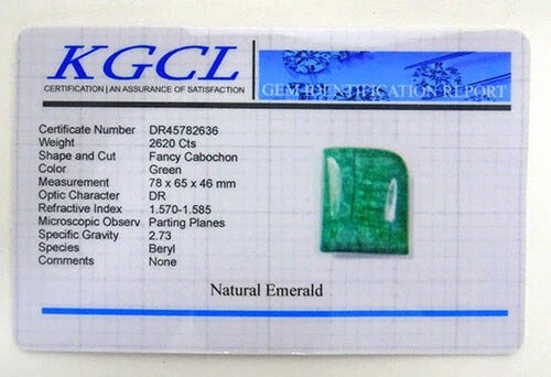 Emerald Cabochon, Color Enhanced, Green — 78 x 65 x 46 mm, 2620 Ct, Brazil