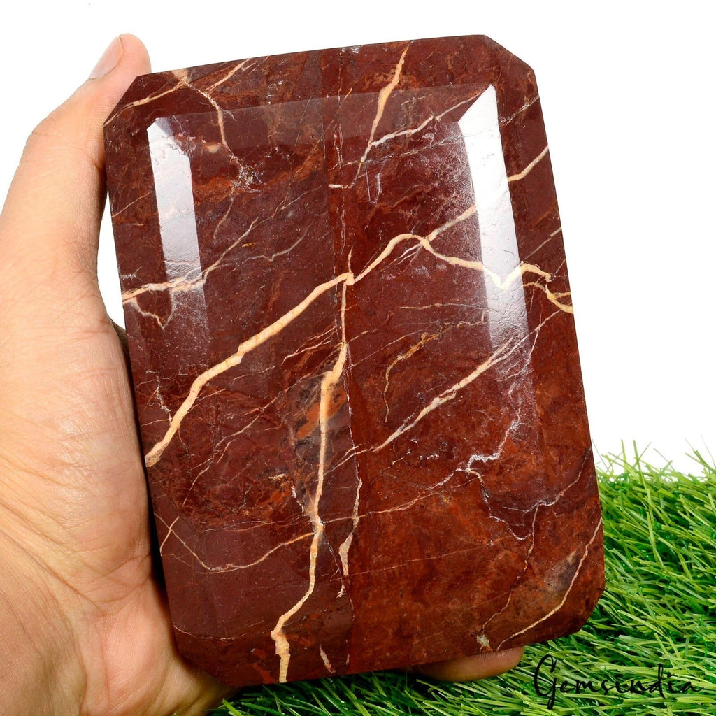 Natural Earth mined Red Jasper 1.8 Kg Emerald Cut Large Size Untreated Gemstone