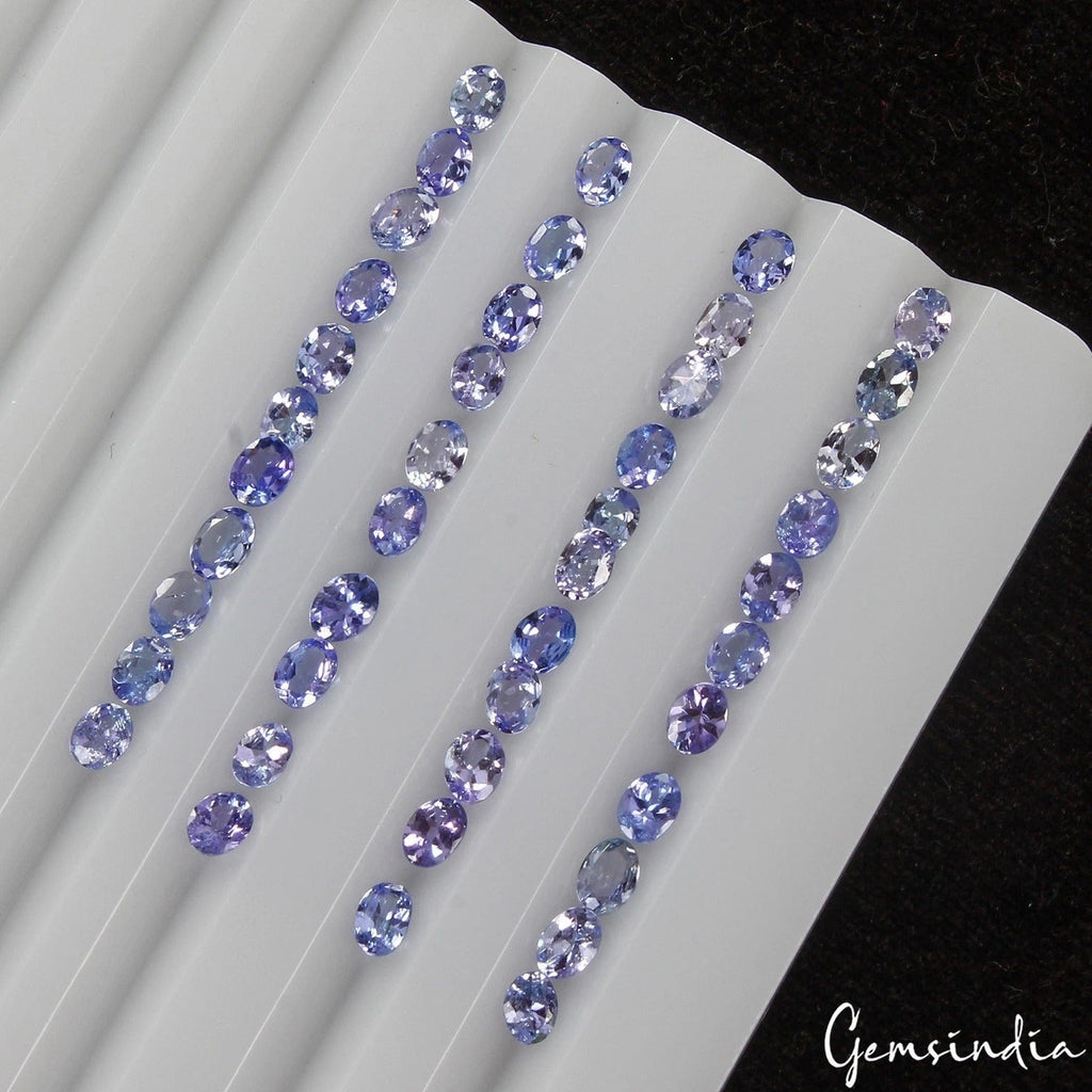 44 Pcs Natural Blue Tanzanite 3mm-4mm Oval Cut Sparkling Violet Blue Loose Gems