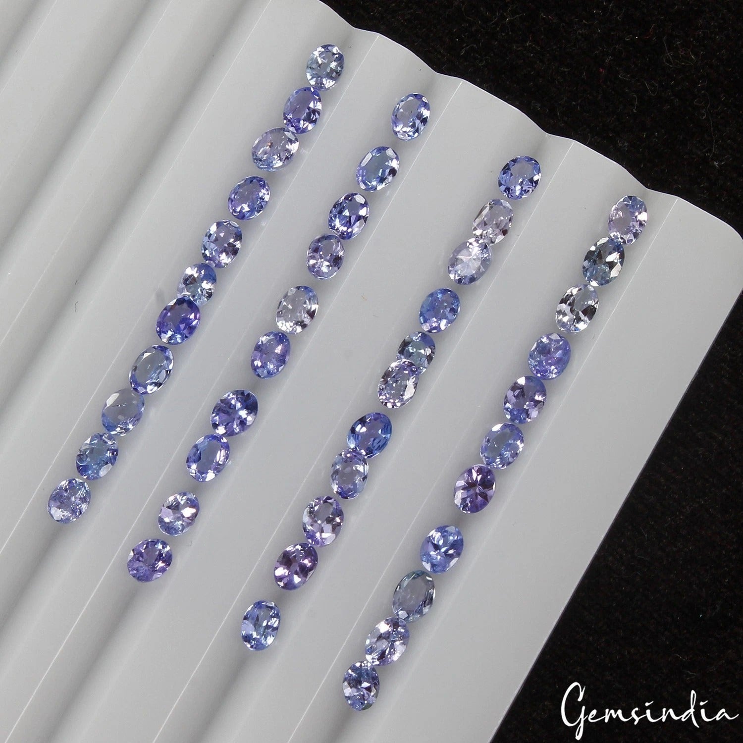 44 Pcs Natural Blue Tanzanite 3mm-4mm Oval Cut Sparkling Violet Blue Loose Gems