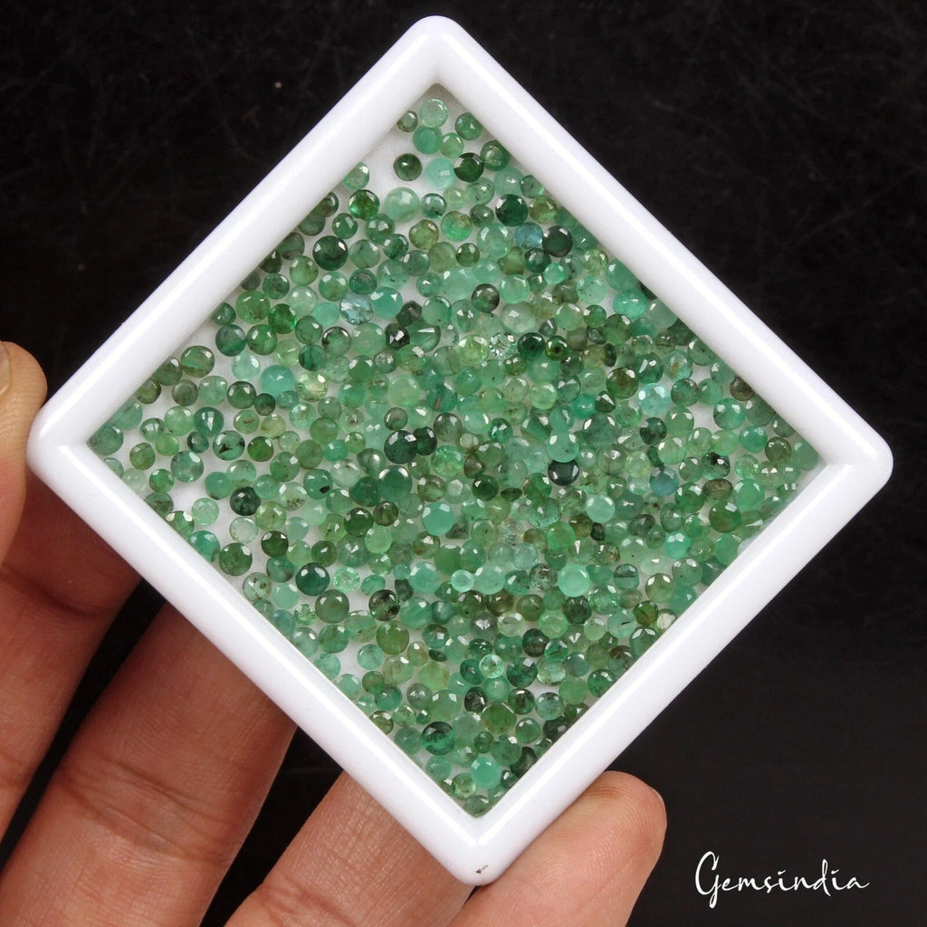 36.50 Ct/400 Pcs Natural Colombian Green Emerald Round Cut Loose Gem For Jewelry