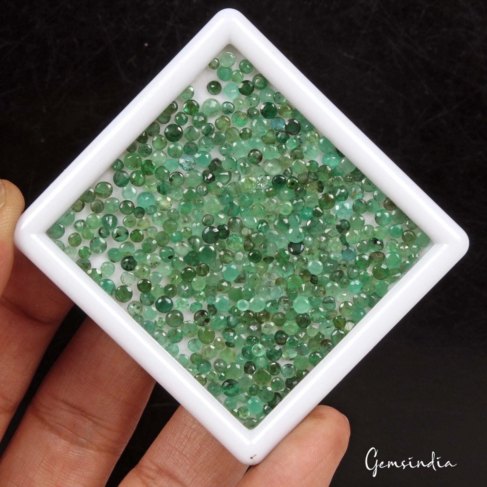 36.50 Ct/400 Pcs Natural Colombian Green Emerald Round Cut Loose Gem For Jewelry