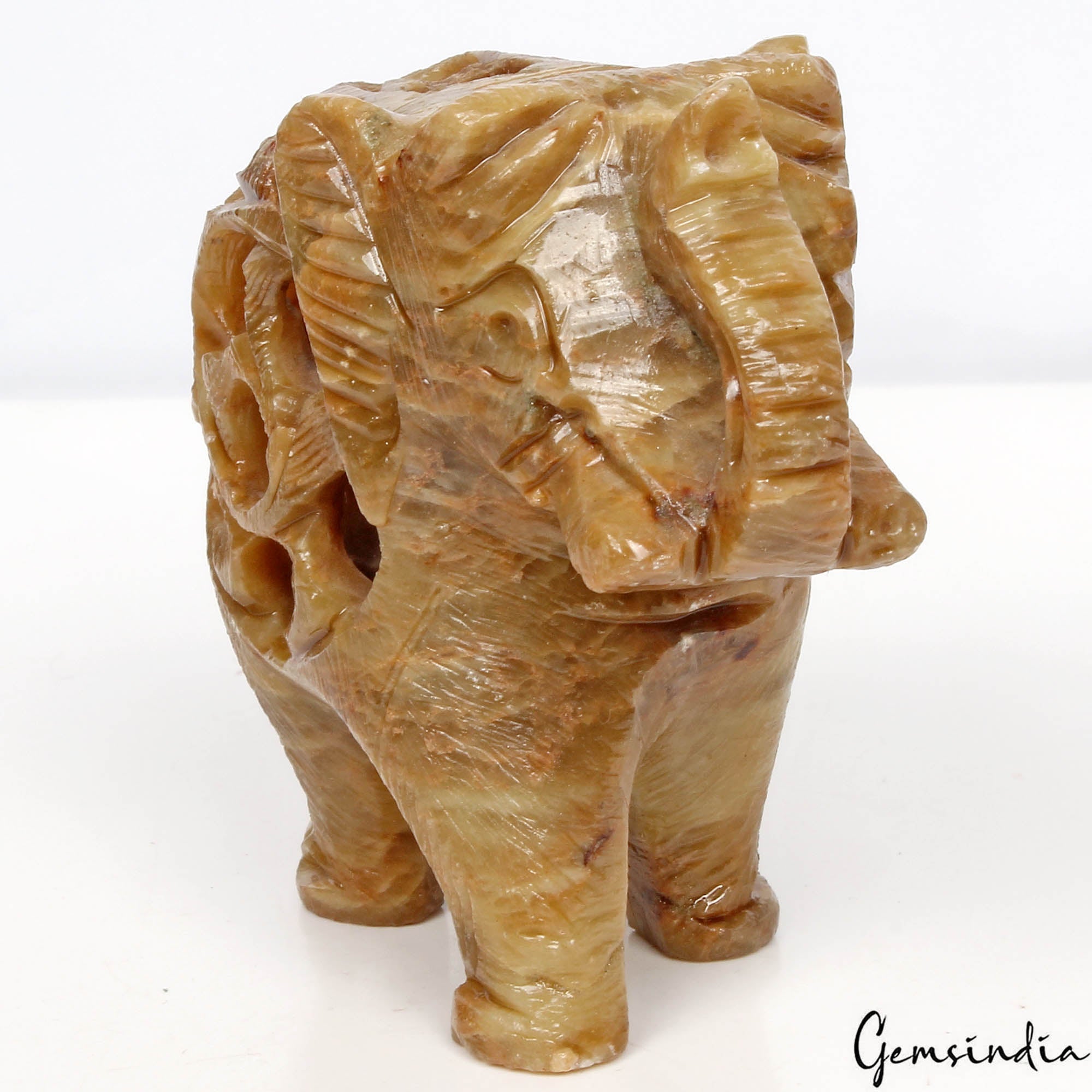 785 Ct Soapstone Carved Elephant -Baby Inside Mother's Tummy Sculpture/Home Deco