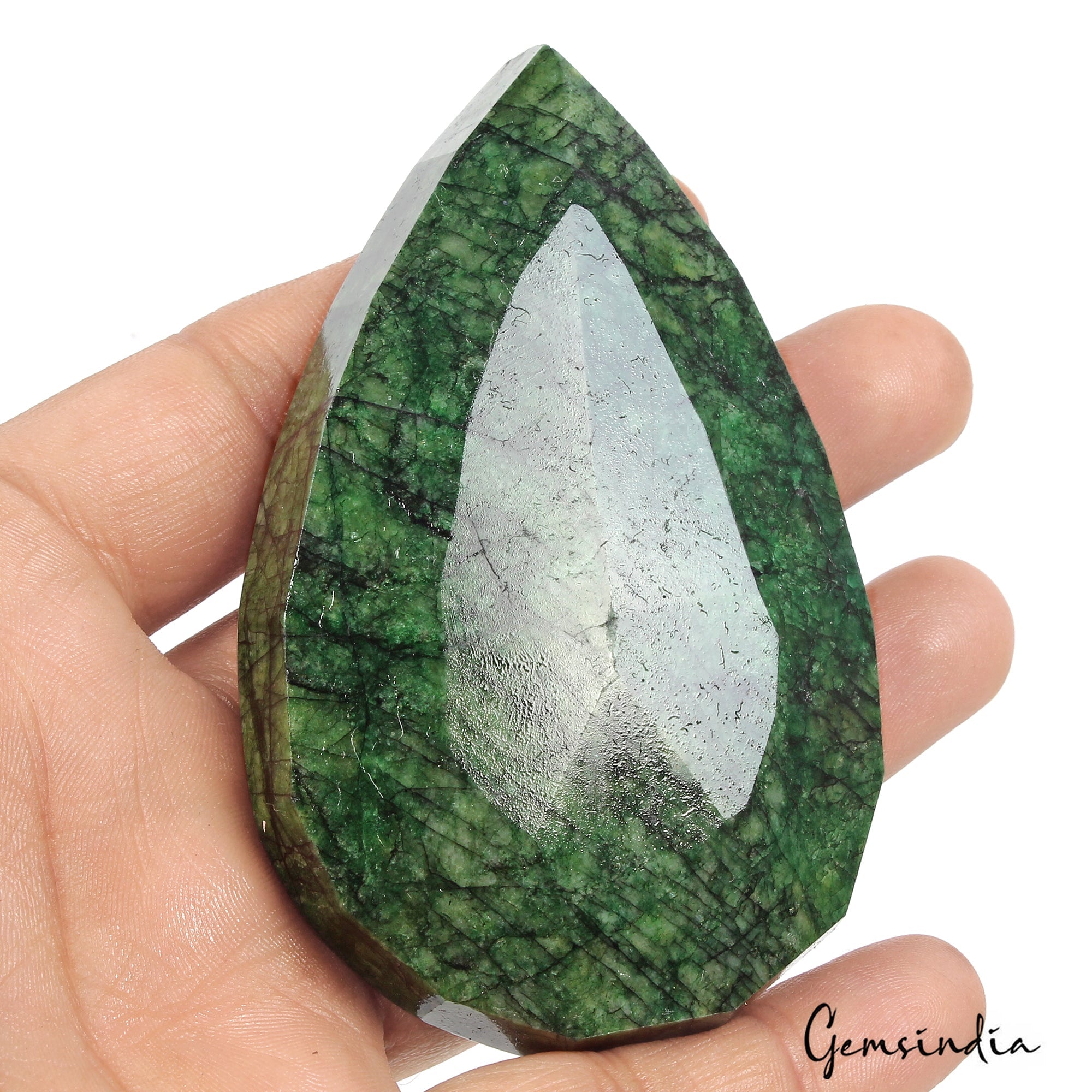 740 Ct Natural Dark Green Brazilian Emerald Pear Faceted Earth Mined Loose Gems