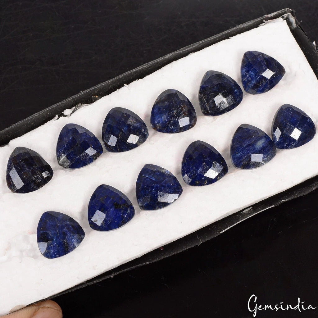 Certified 107.30 Ct Natural Blue Sapphire Trillion Cut Calibrated 14mm Gemstones