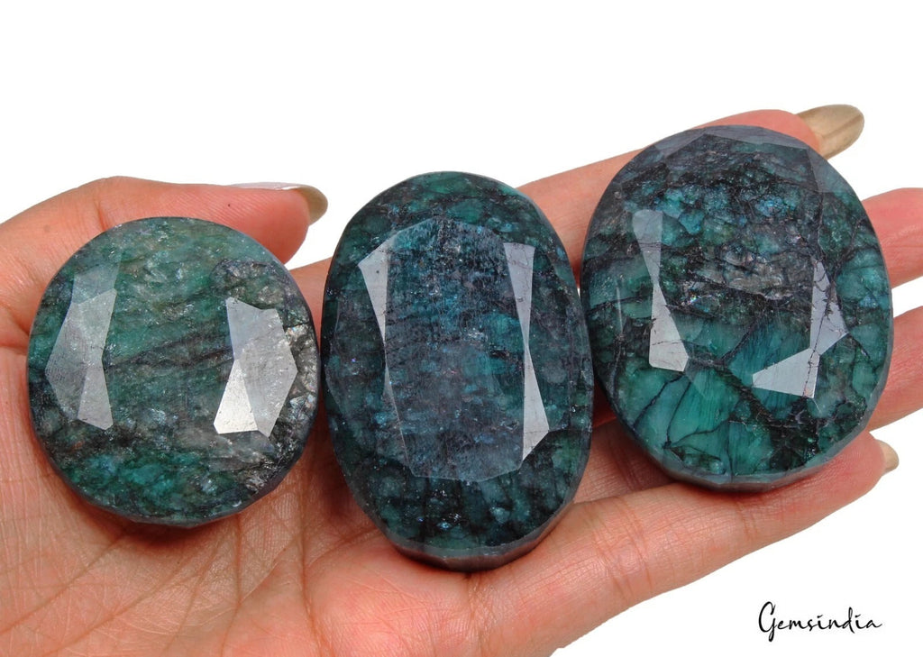 Huge 1040 Ct Natural Green Blue Emerald Earth-Mined Oval Cut Gemstones Lot