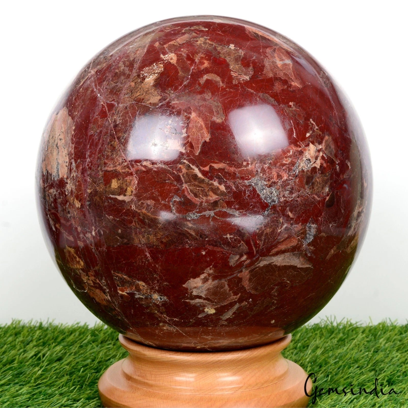 Red Jasper Sphere, Untreated — 9 Inch in diameter, 17.7 Kg (88500 Ct), Madagascar
