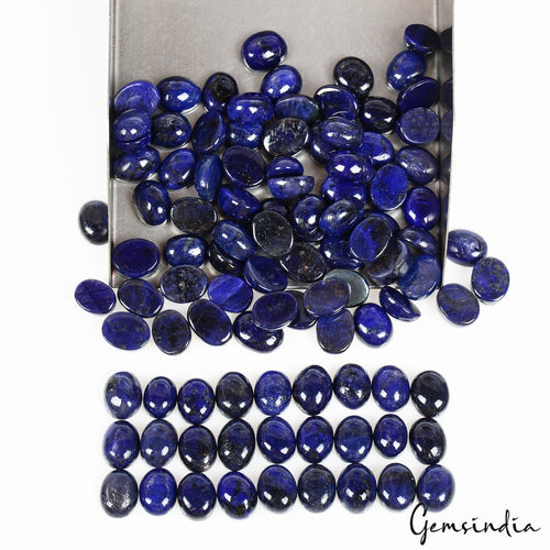 100 Pcs Natural Blue Sapphire 08-12mm Oval Cabochon Top Quality Loose Gemstones