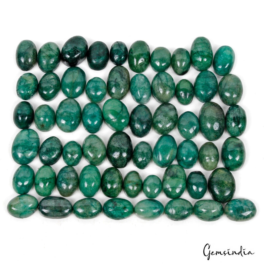 560 Ct Natural Green Brazilian Emerald Oval Cab Loose Wholesale Gems Lot 58 Pcs