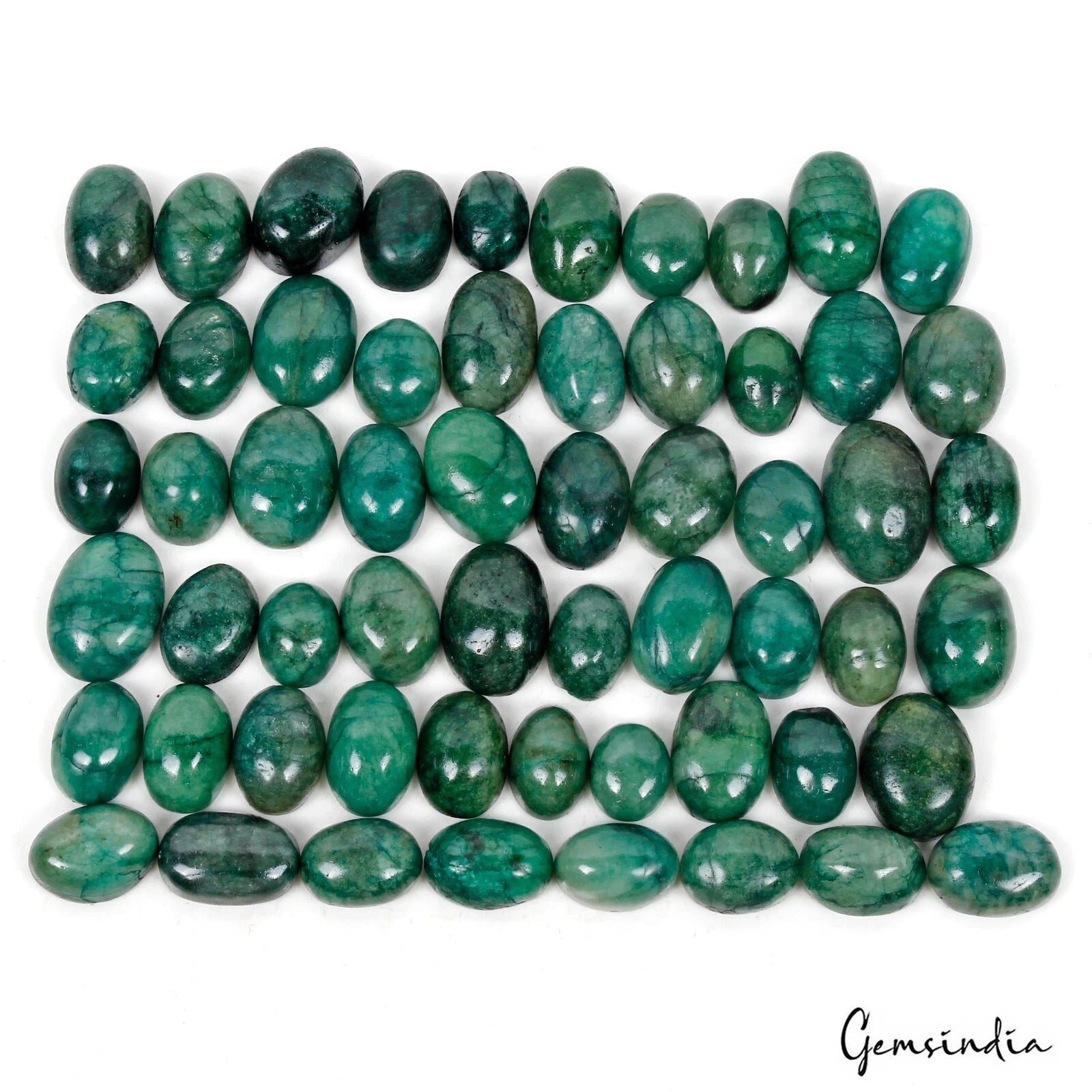 560 Ct Natural Green Brazilian Emerald Oval Cab Loose Wholesale Gems Lot 58 Pcs