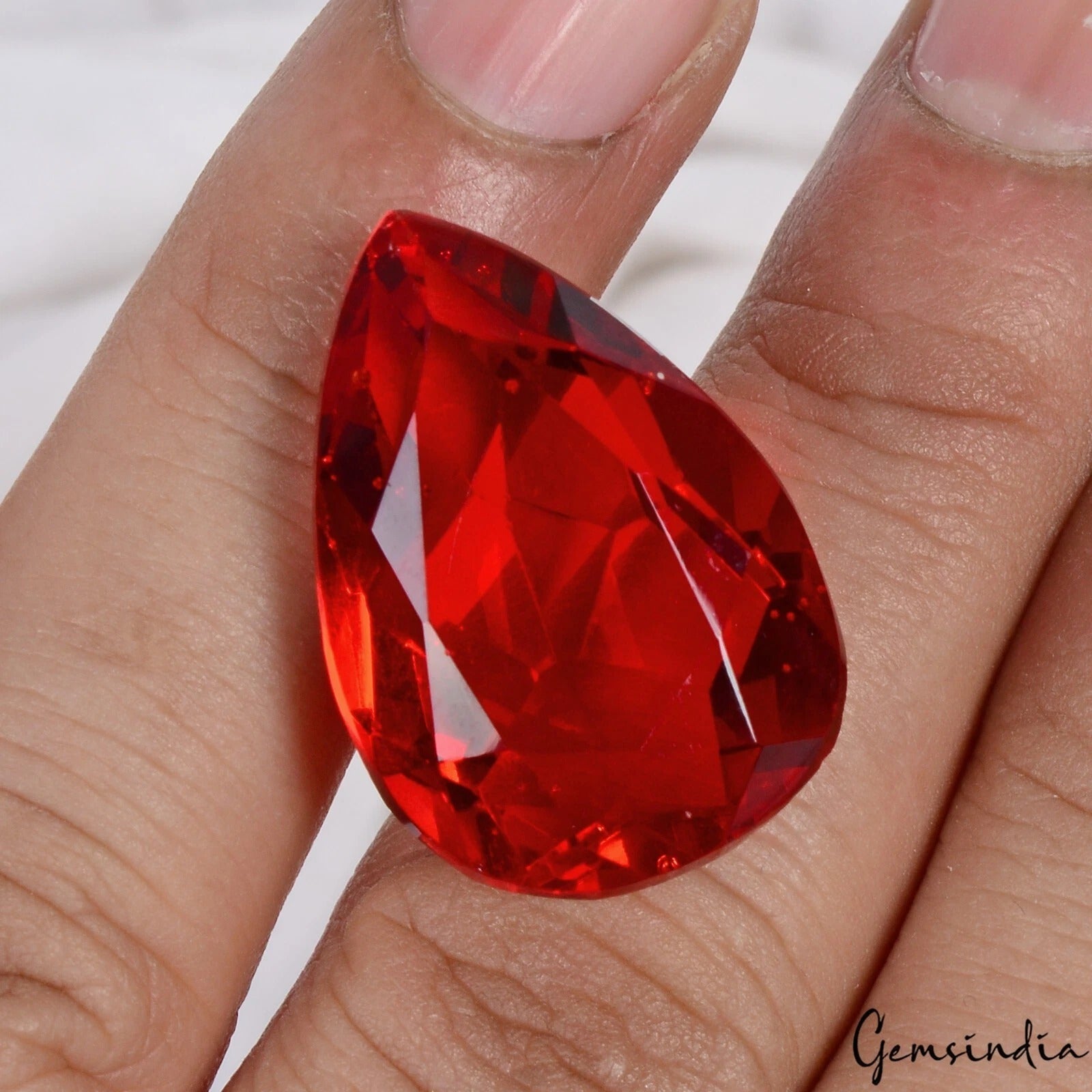 35.90 Cts Hydro Red Tourmaline Pear Faceted Cut Huge Excellent Eye Catching Gem
